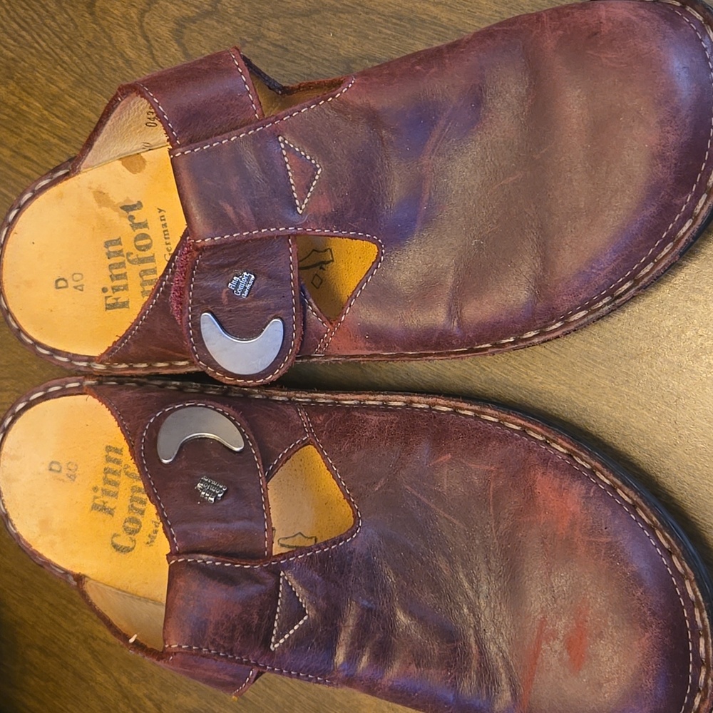 Finn Comfort Brown Leather Mules/Clogs-German - Picture 2 of 9